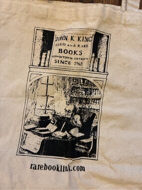 John K King Books Canvas Tan Tote Bag - Detroit Michigan Bookstore